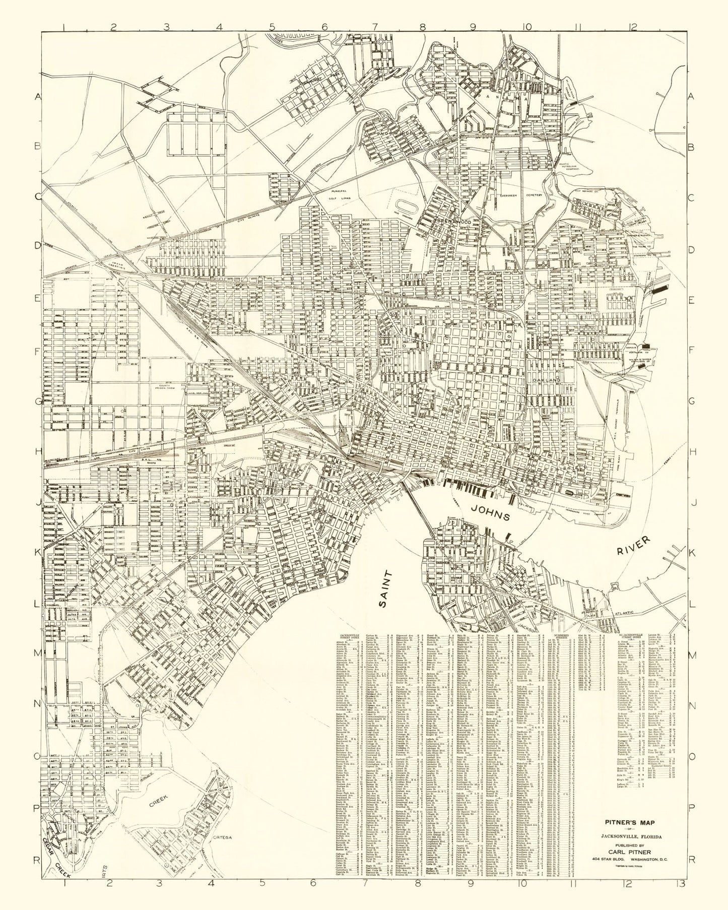 Vintage Map of Jacksonville, Florida 1929