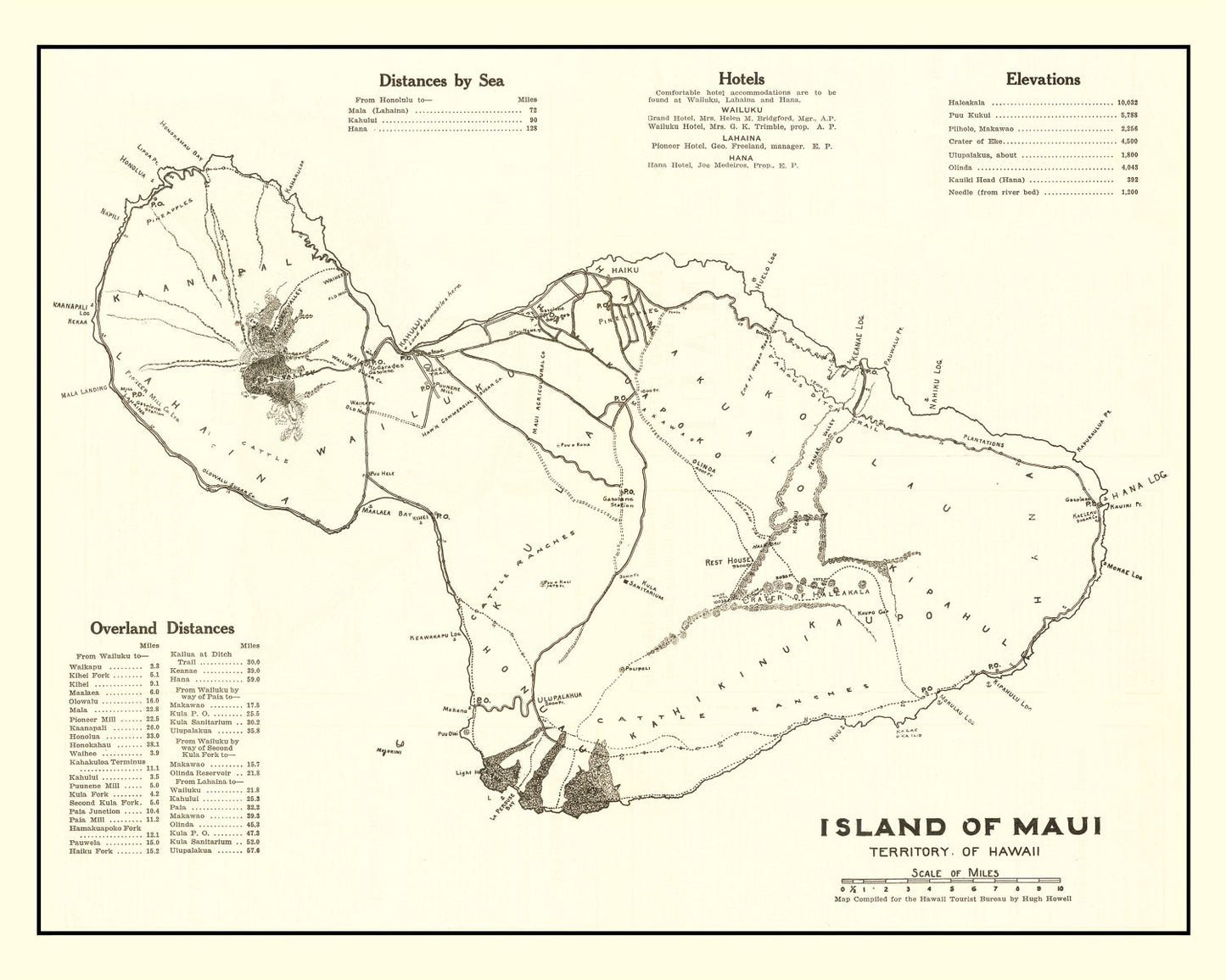 Vintage Map of Maui, 1924