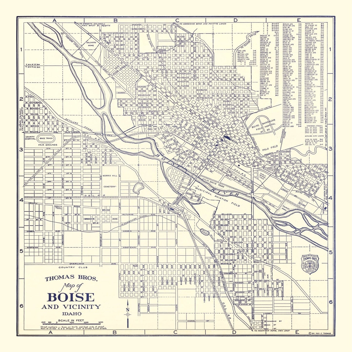 Vintage Map of Boise, Idaho 1920