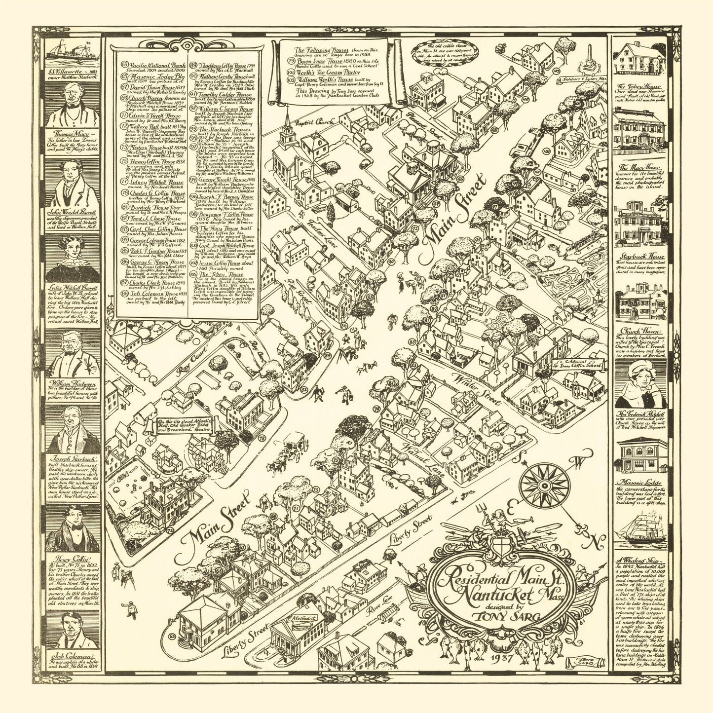 Vintage Map of Nantucket, Massachusetts 1937