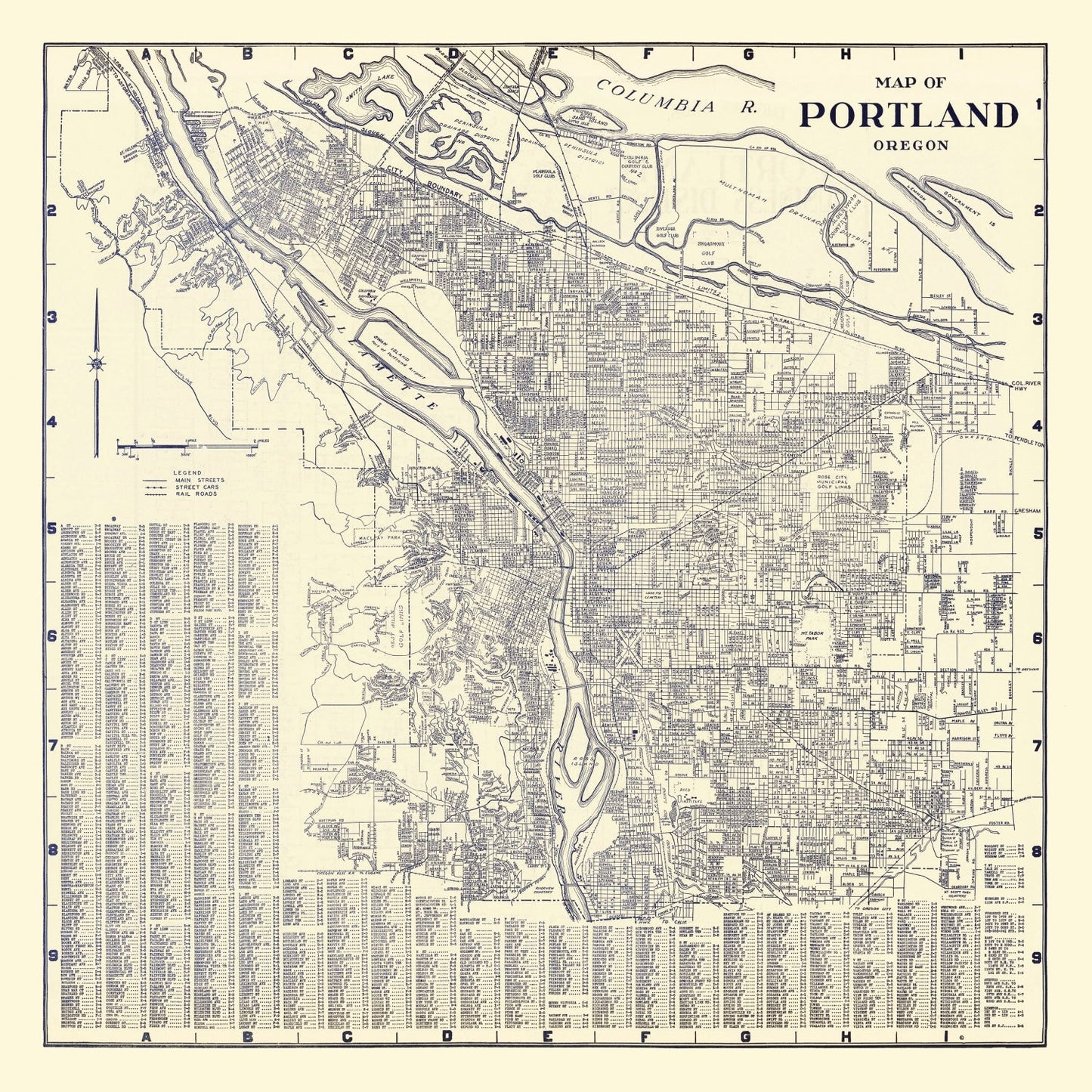 Vintage Map of Portland, Oregon 1920