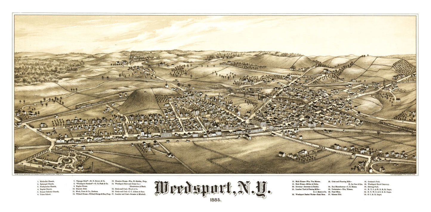 Vintage Map of Weedsport, New York 1885