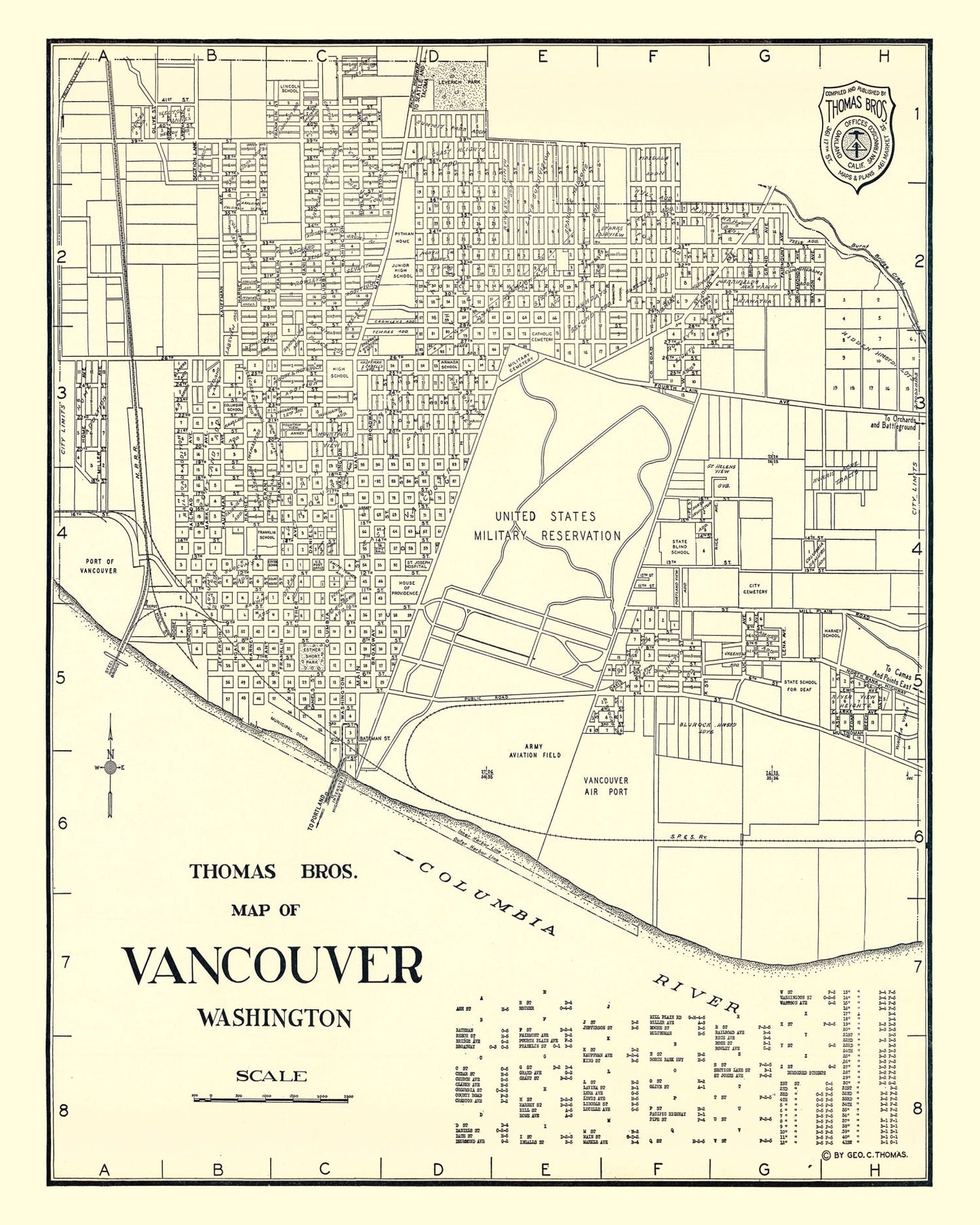 Vintage Map of Vancouver, Washington 1920