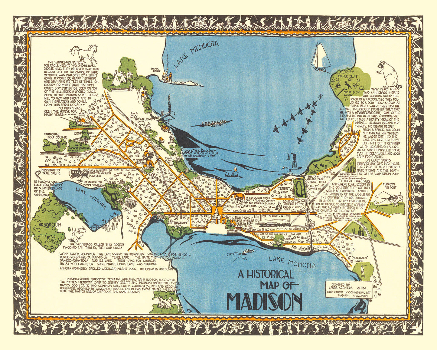 Vintage Map of Madison, Wisconsin 1924
