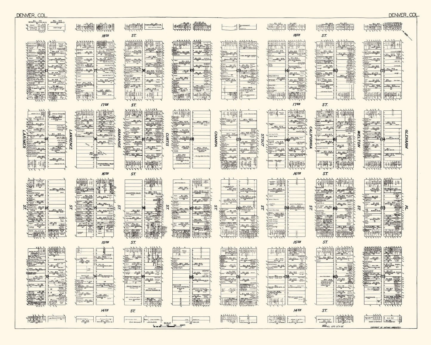 Vintage Map of Denver, CO Business Section 1929