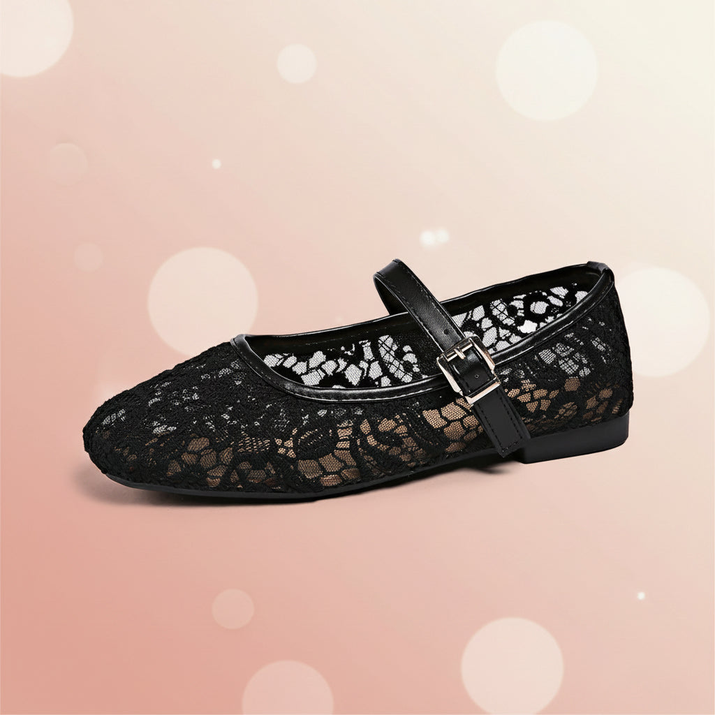 Women's Breathable Lace Flat Mary Jane Pumps