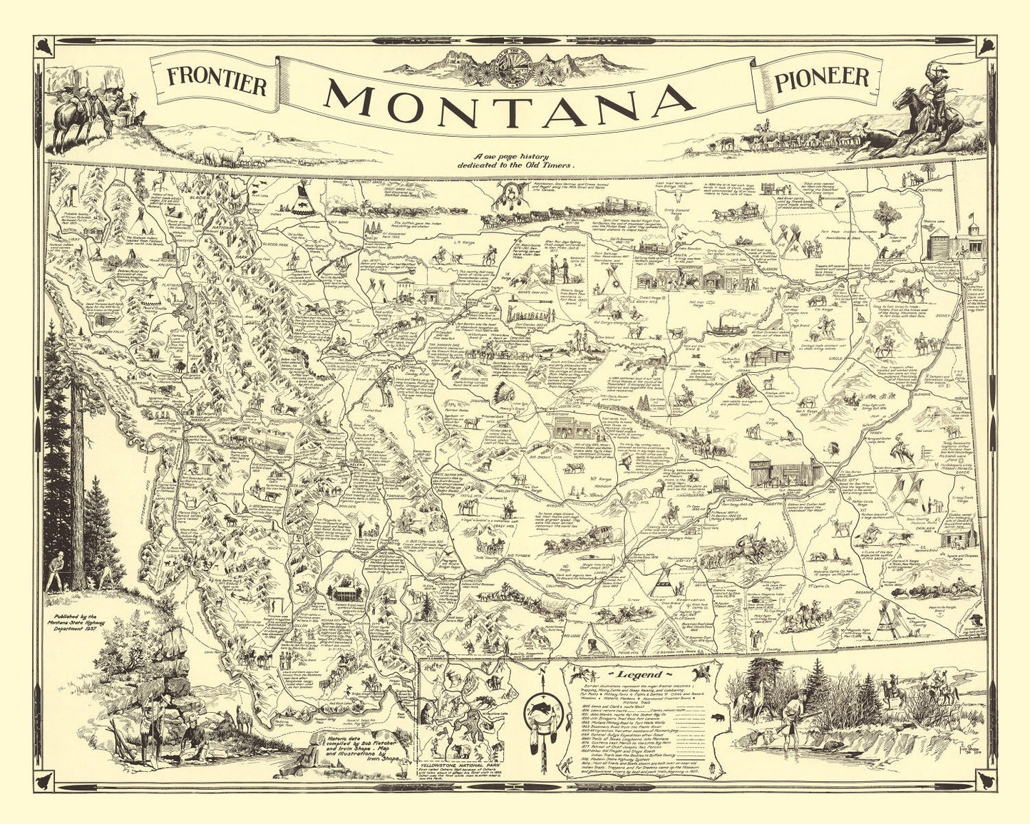 Vintage Map of Montana 1937