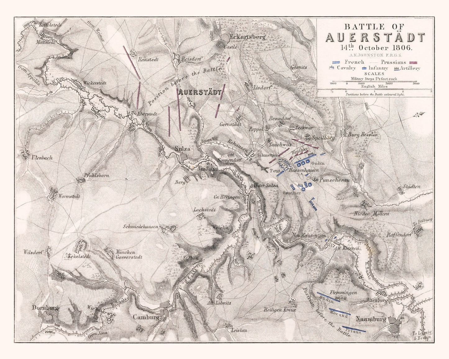 Vintage Map of the Battle of Auerstadt, 1806