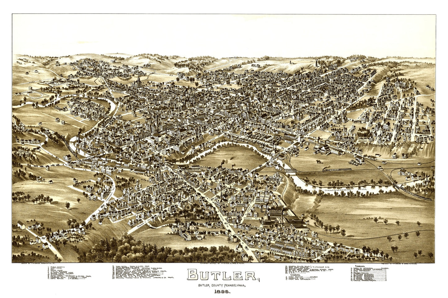 Vintage Map of Butler, Pennsylvania 1896