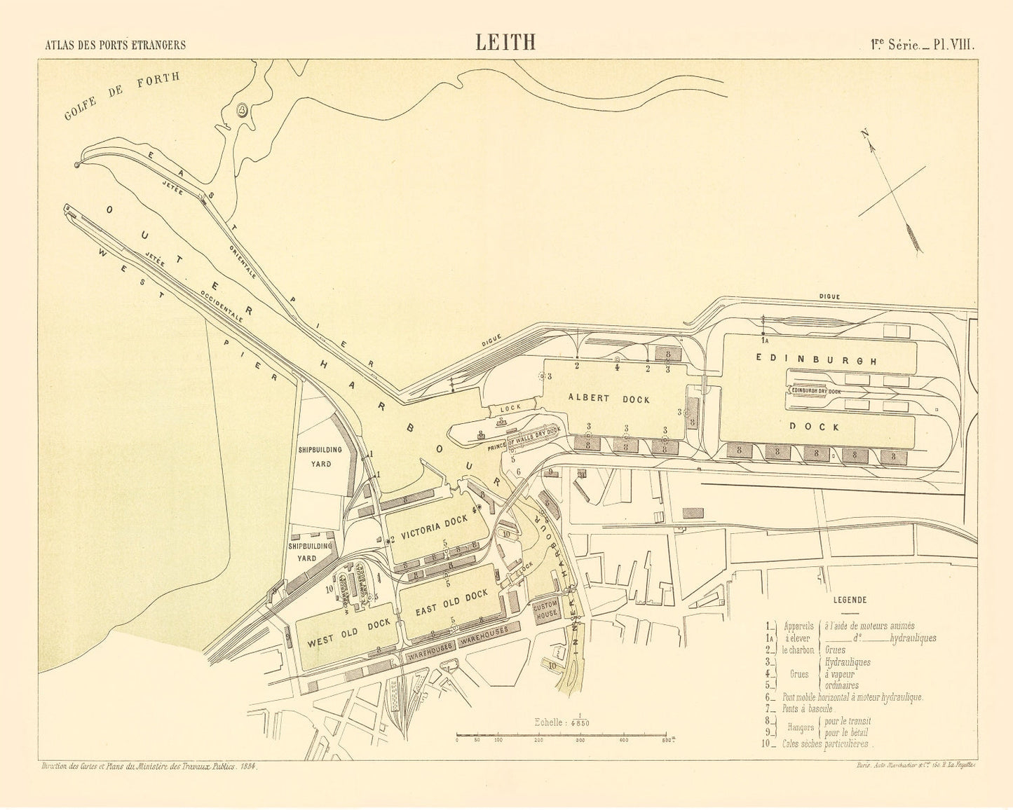 Vintage Map of Edinburgh, Scotland 1884