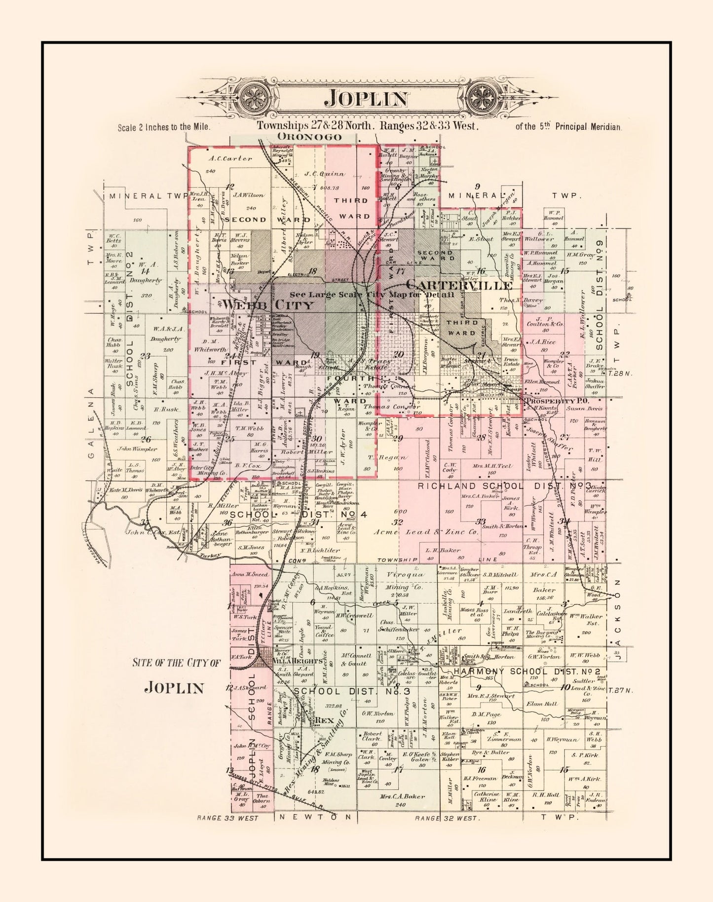 Vintage Map of Joplin Township, Jasper County, Missouri 1895