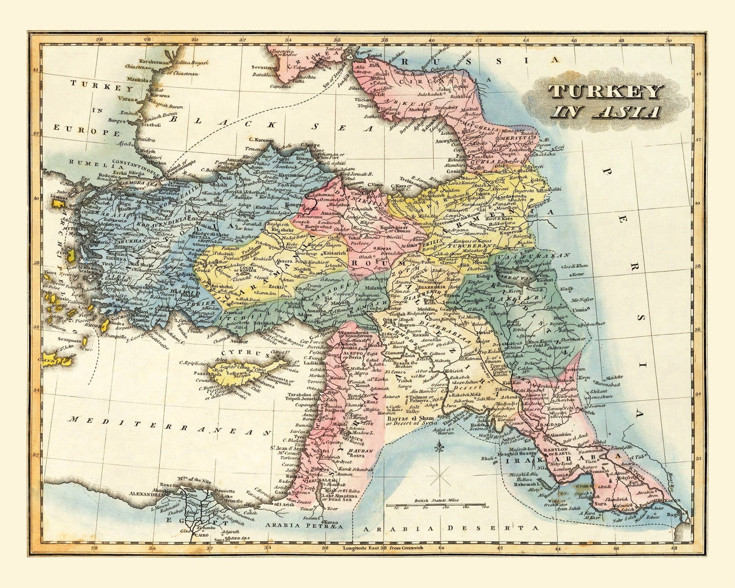 Vintage Map of Turkey 1823