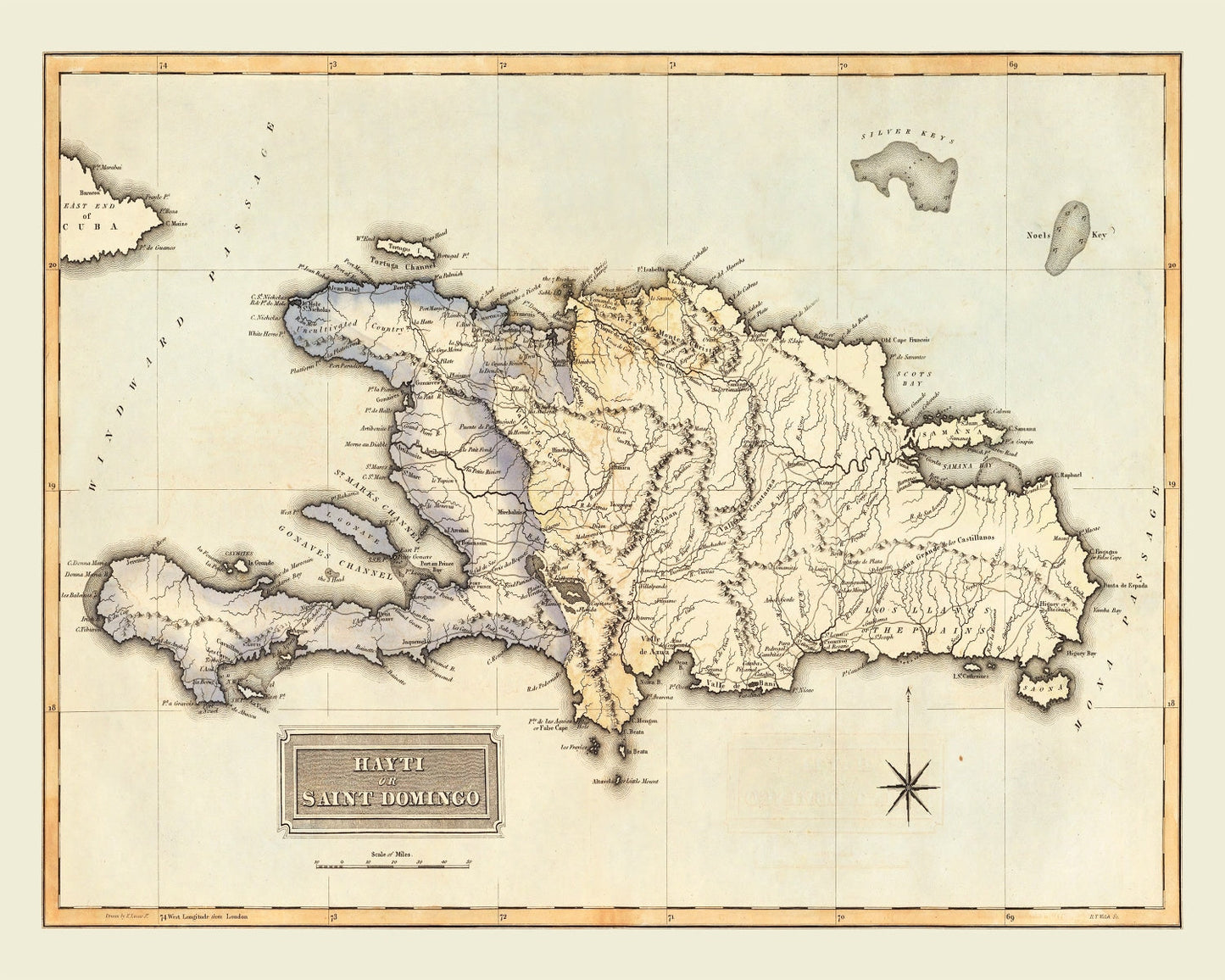 Vintage Map of Haiti, 1823