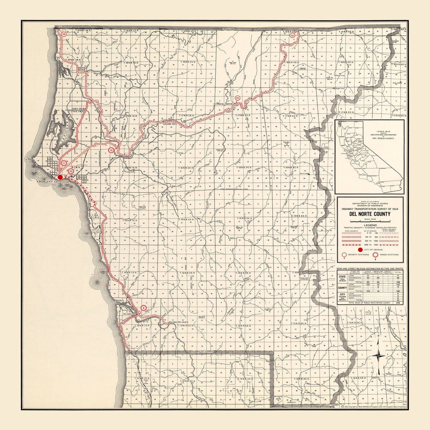 Vintage Map of Del Norte County, California 1935