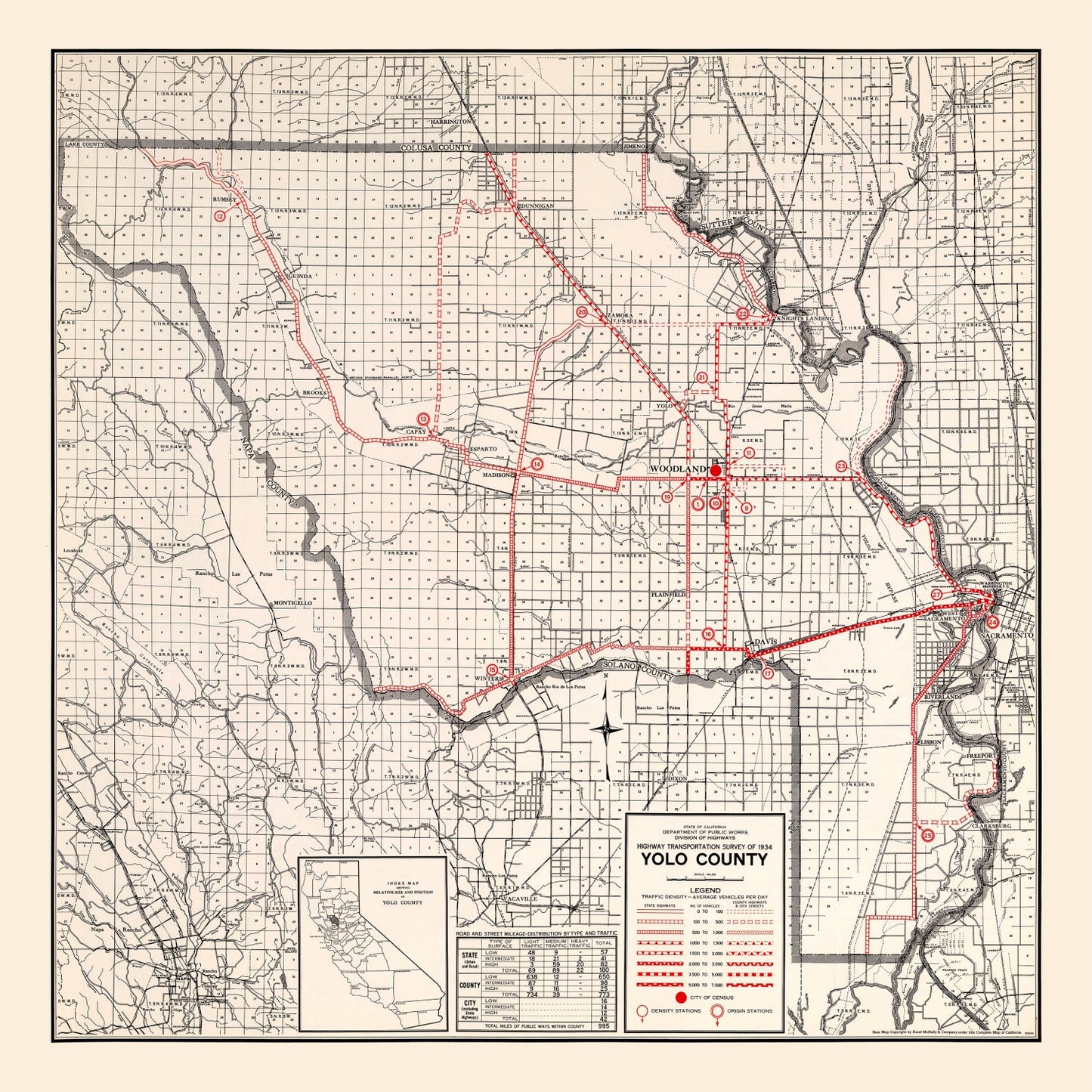 Vintage Map of Yolo County, California 1935