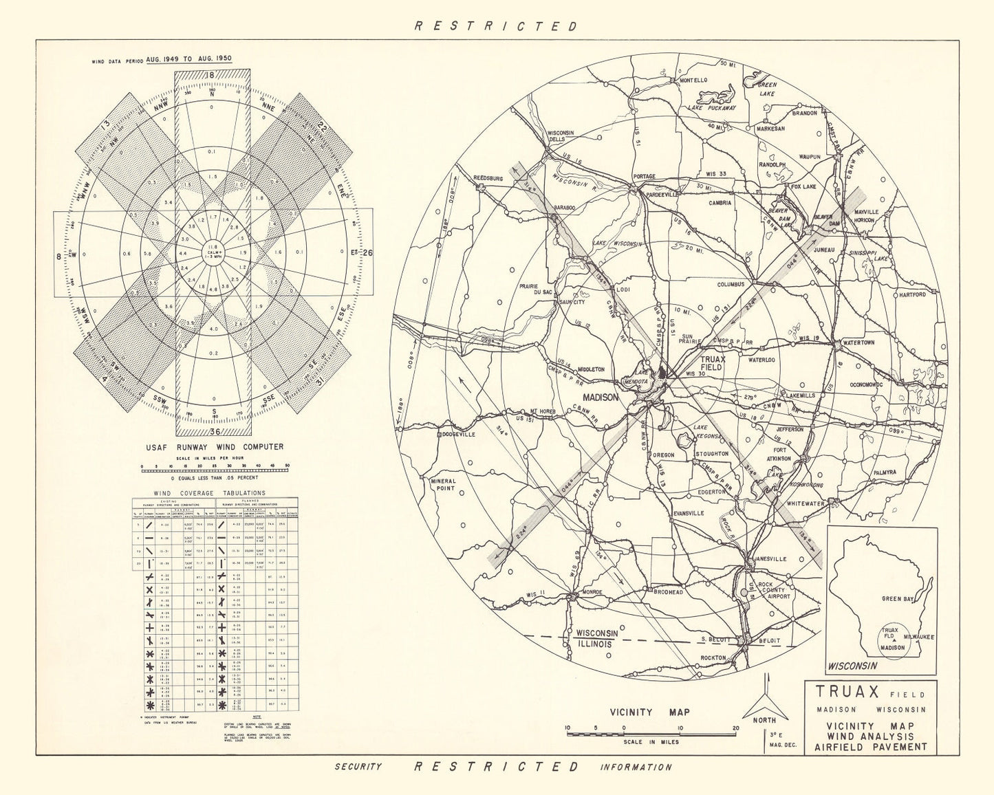 Vintage Map of the Traux field Vicinity, 1952