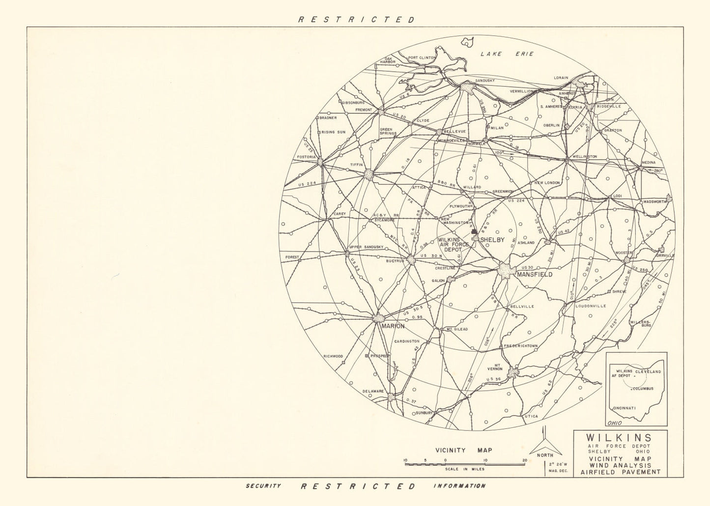 Vintage Map of the Wilkins Air Force Depot Vicinity, 1952