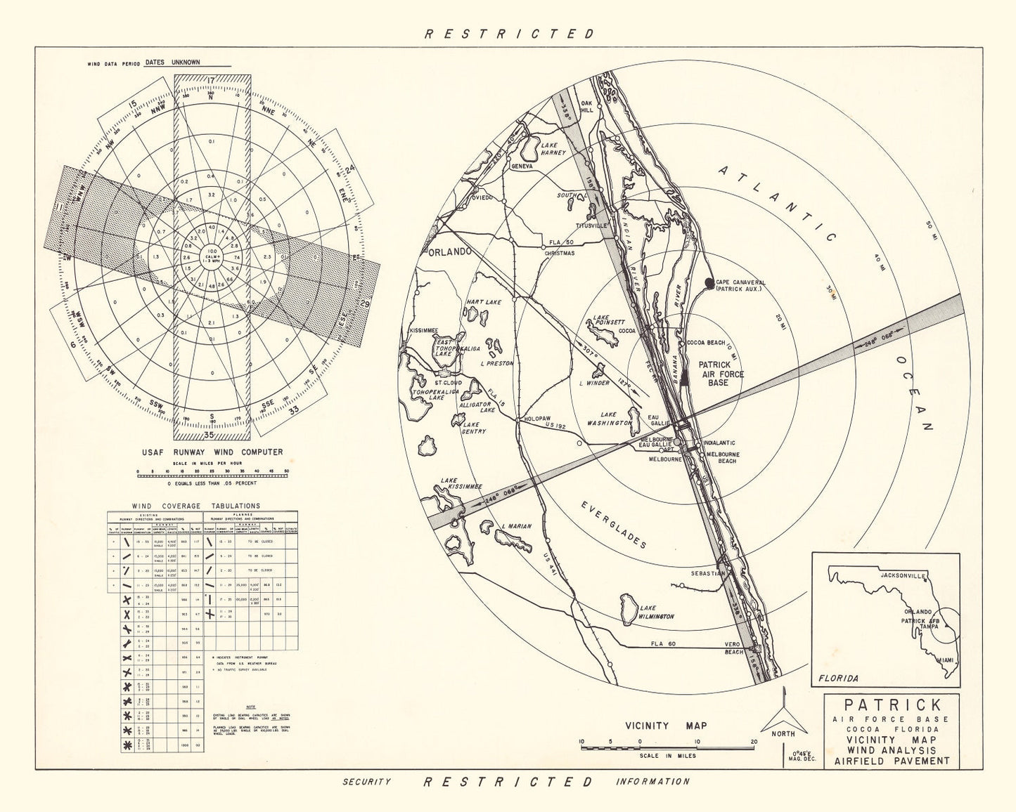 Vintage Map of the Patrick Air Force Base Vicinity, 1952
