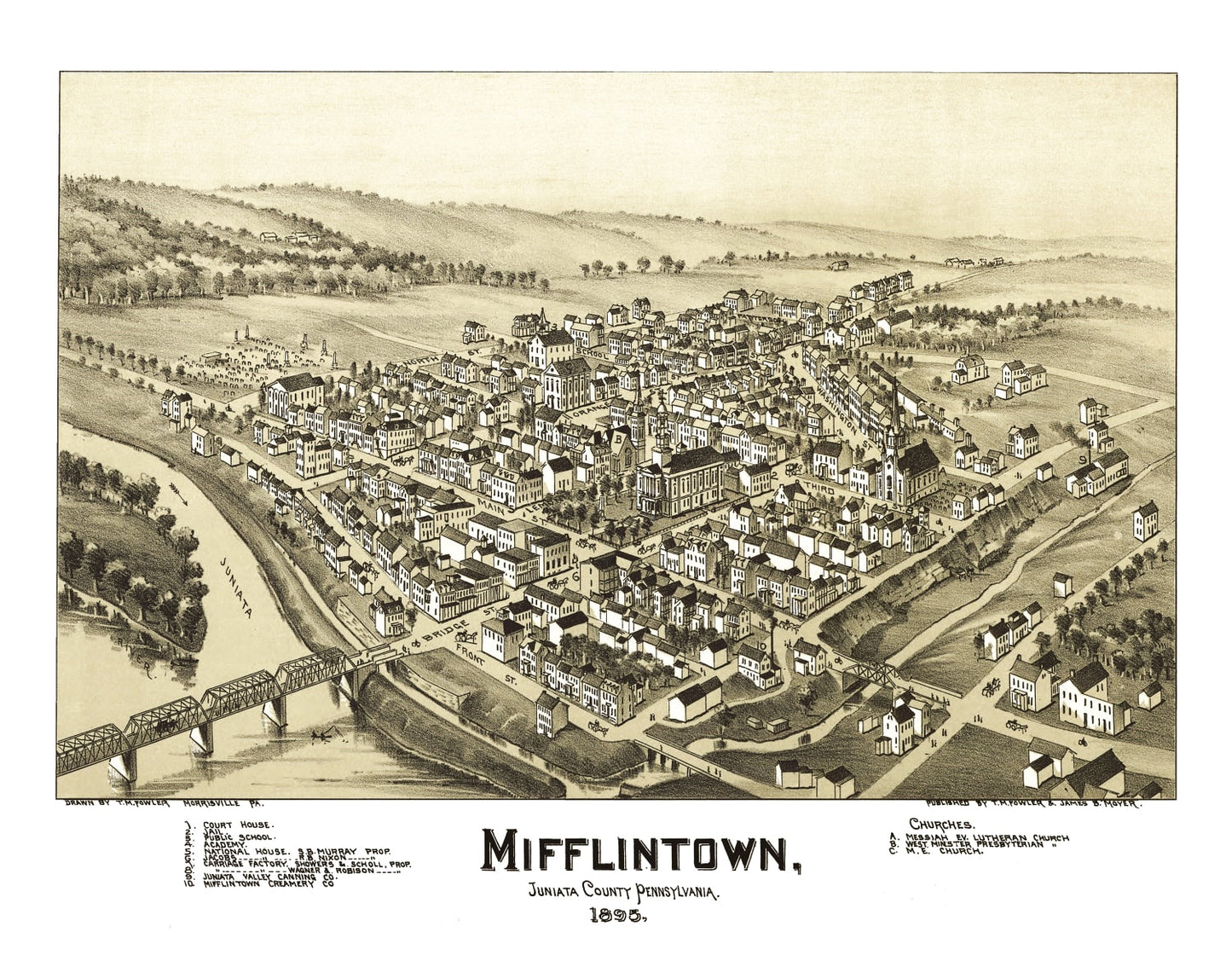 Vintage Map of Mifflintown, Pennsylvania 1895