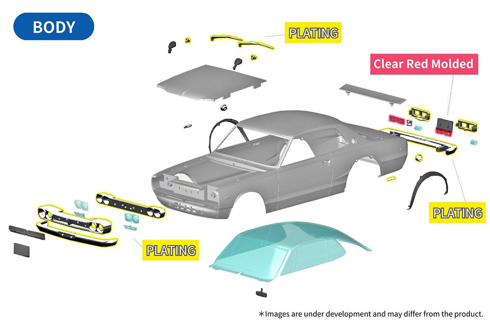 KPGC10 SKYLINE HT 2000GT-R 1971 White Model Kit
