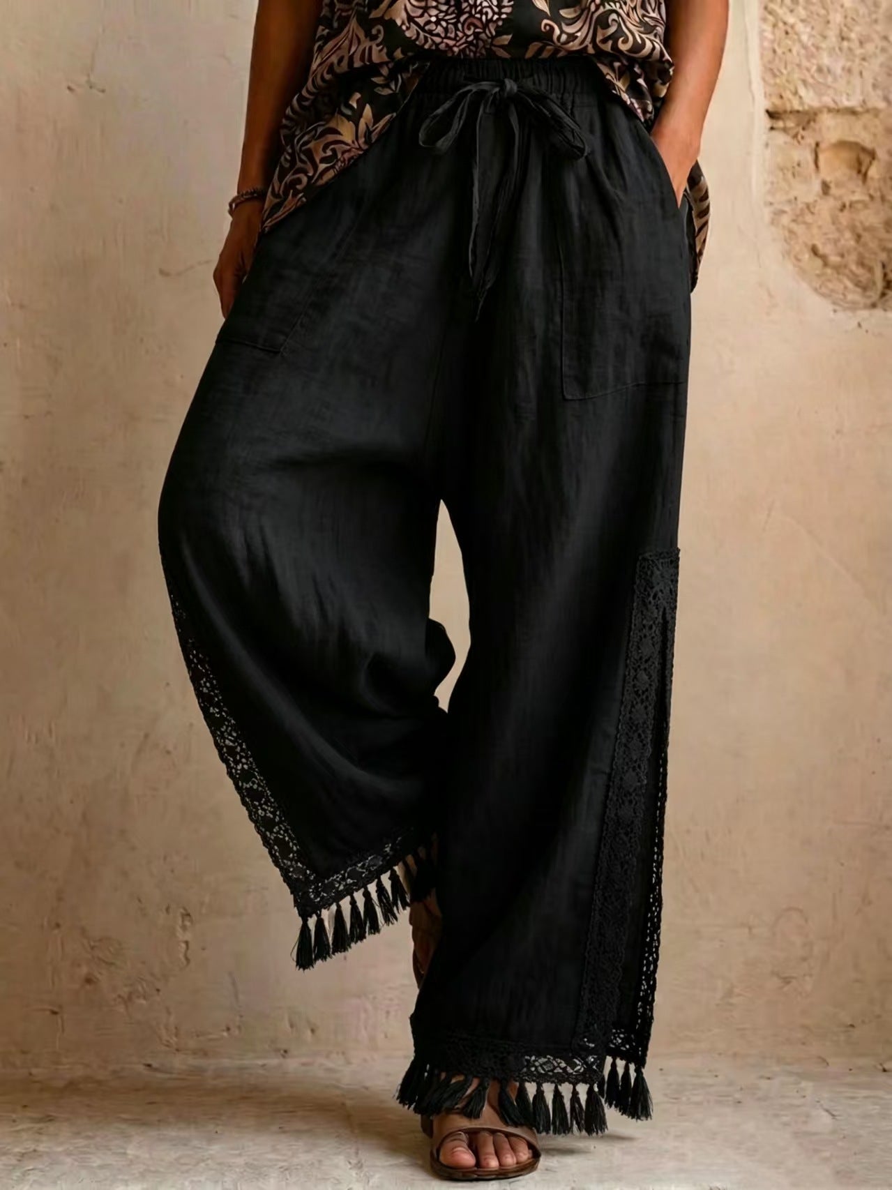 Women's Lace Tassel Wide-Leg Pants – Bohemian Resort Style