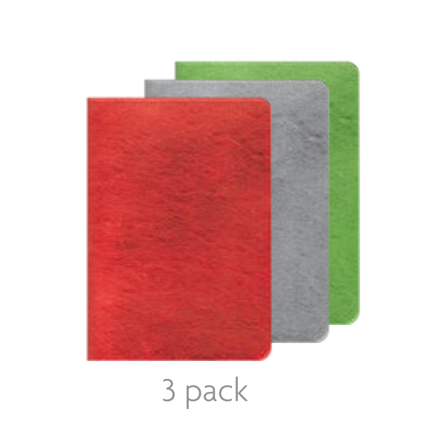Soft Cover Notebook 3 Pack - Red, Green and Silver