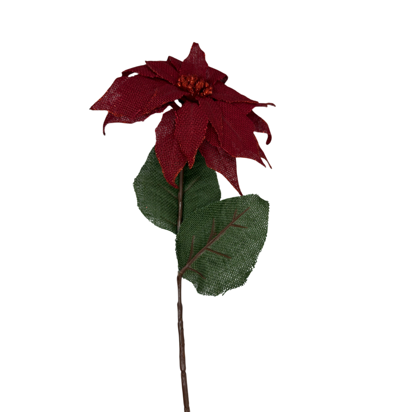 30-Inch Red Burlap Pointsettia Stem