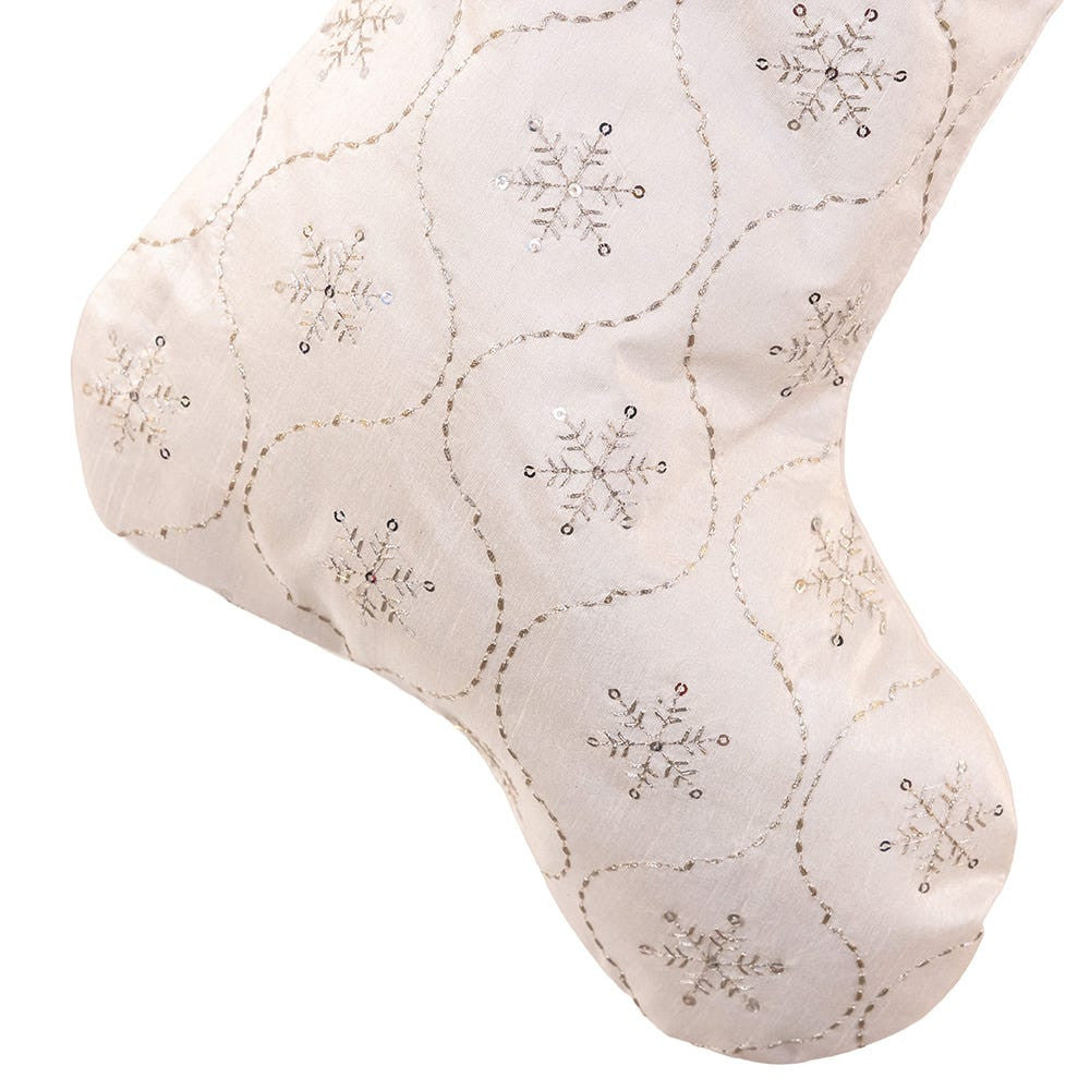 White Quilted Snowflake Christmas Stocking