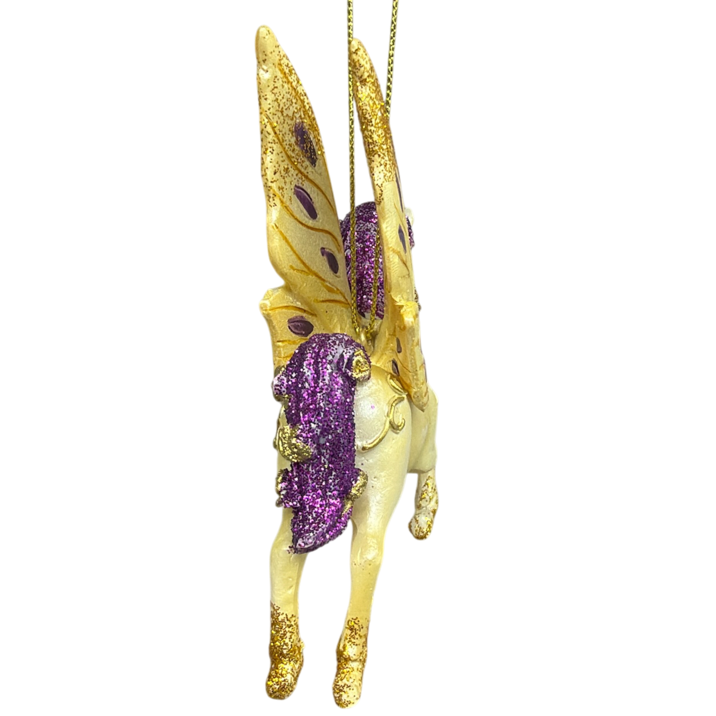 Gold Winged / Purple Mane Unicorn Ornament