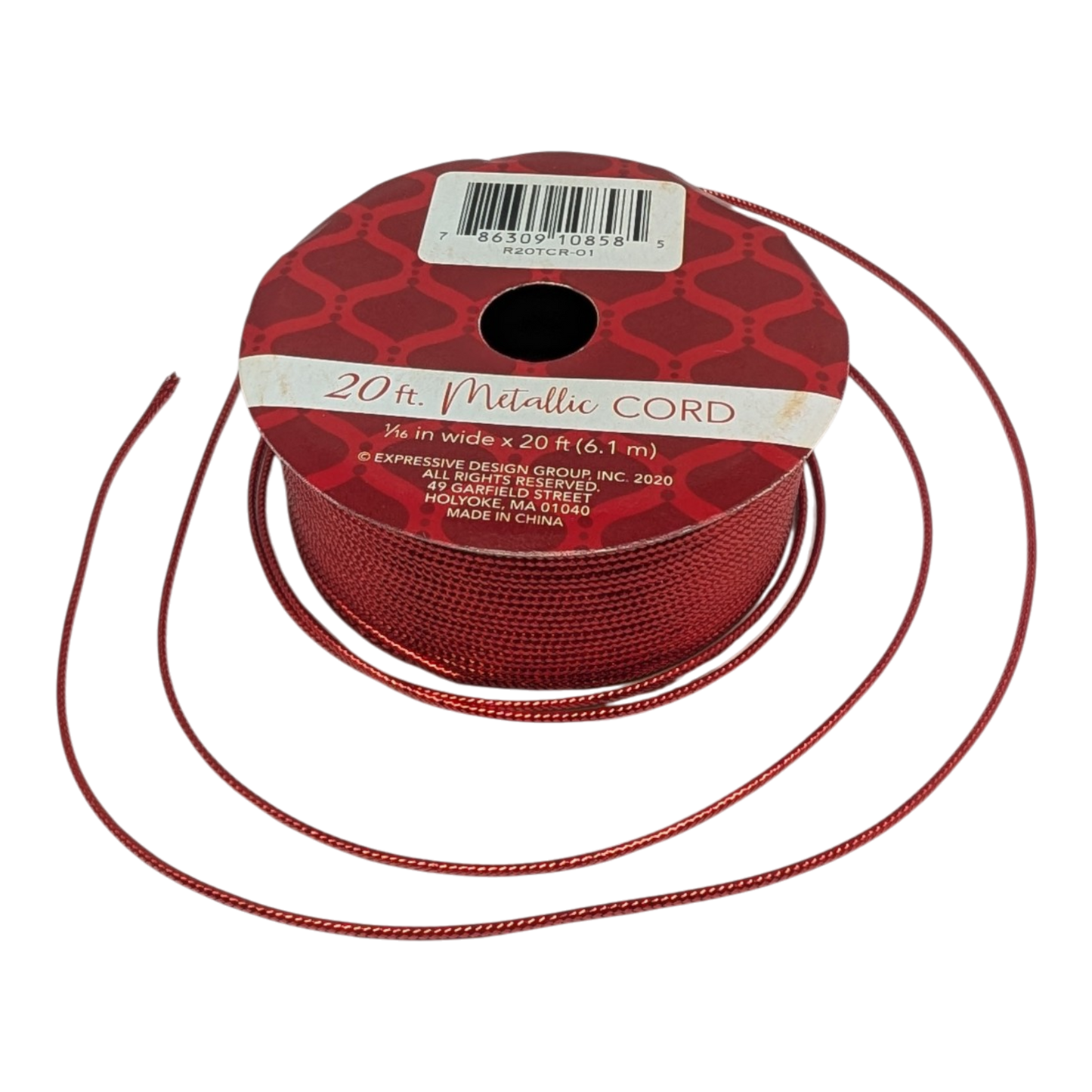 Metallic 20 Foot Wrapping Cord - Red