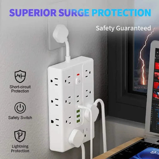 22-in-1 Multi-Functional Power Strip – 16 Sockets, 3 USB-A & 3 USB-C