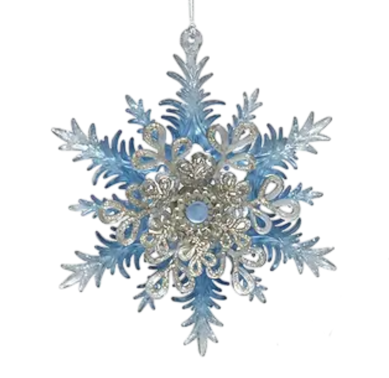 Icy Blue Gem Snowflake Ornament