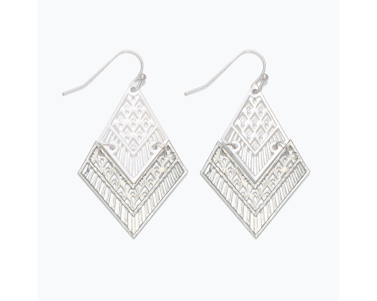 Hinged Silver Filigree Earrings – Matte and Shiny Finish
