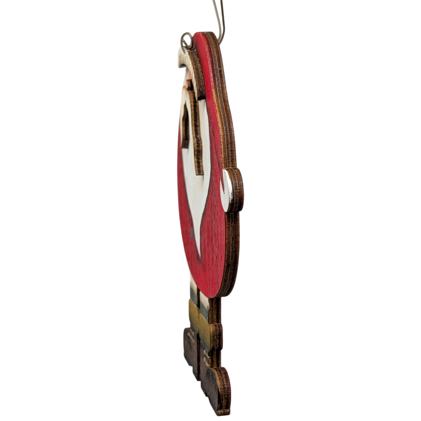 Kris Kringle's Classic Charm: Hand-Painted Plywood Ornament
