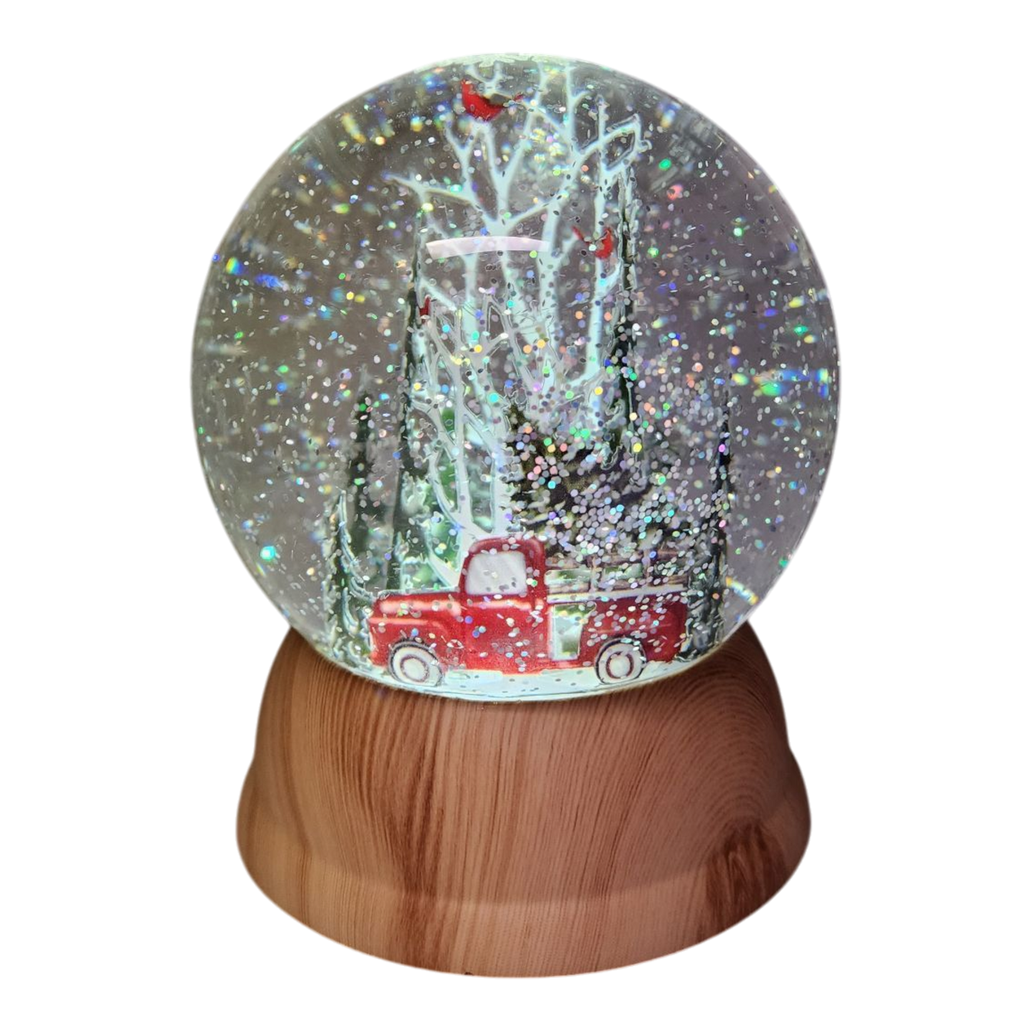 Lighted Spinning Waterglobe - Red Pickup