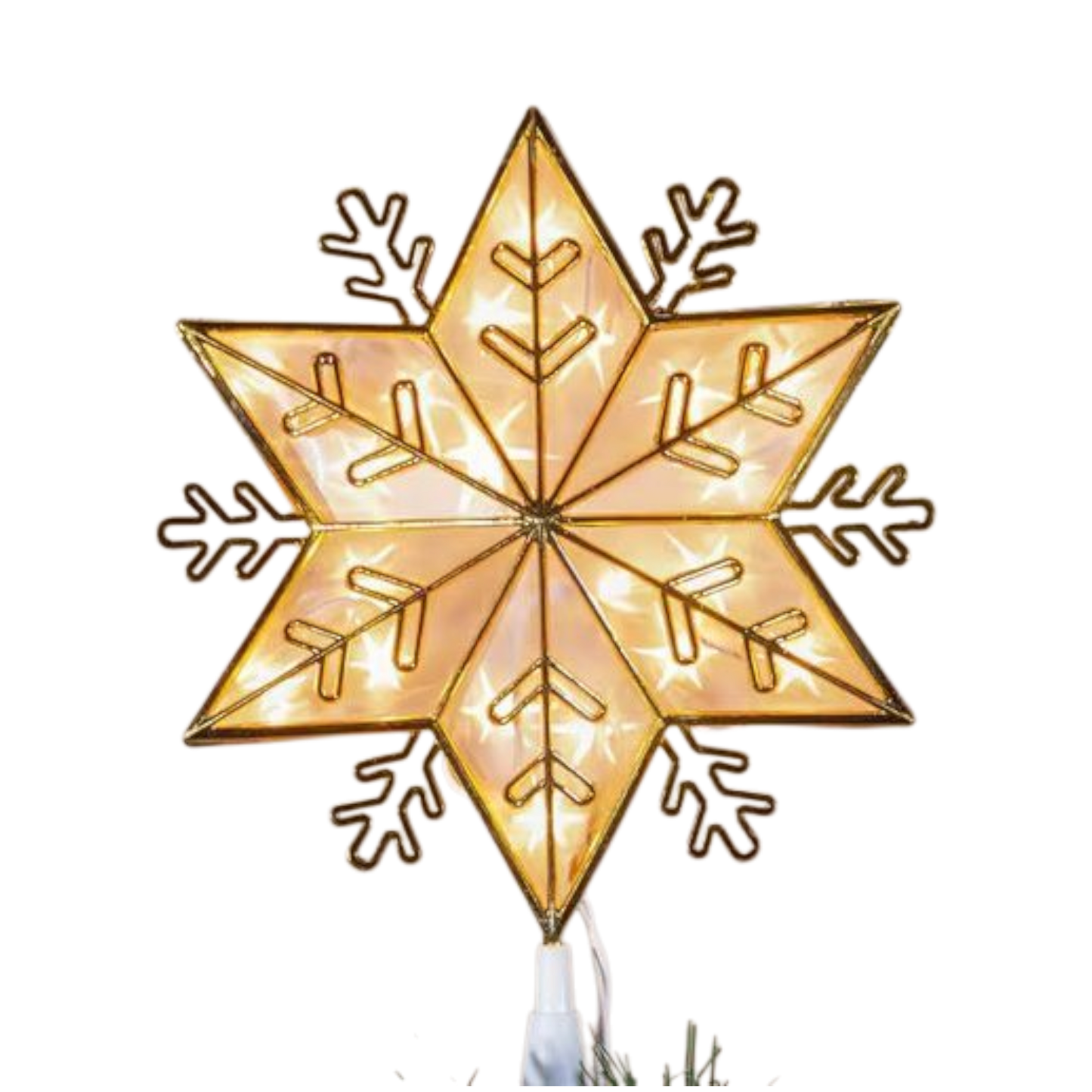 Lighted Snowflake 10" Tree Topper - Gold