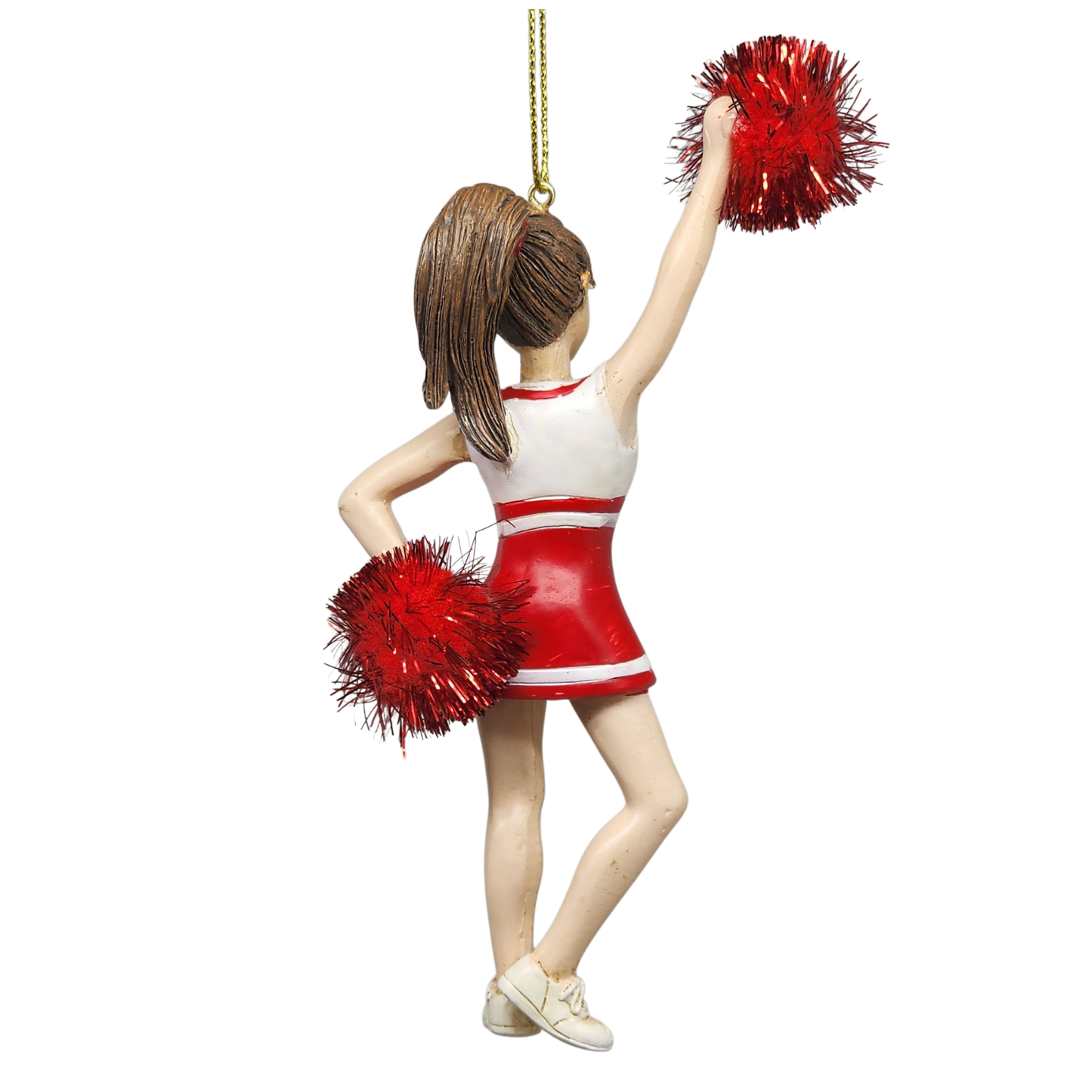 Pom-Pom Cheerleader Ornament - Red - 5.5 Inches