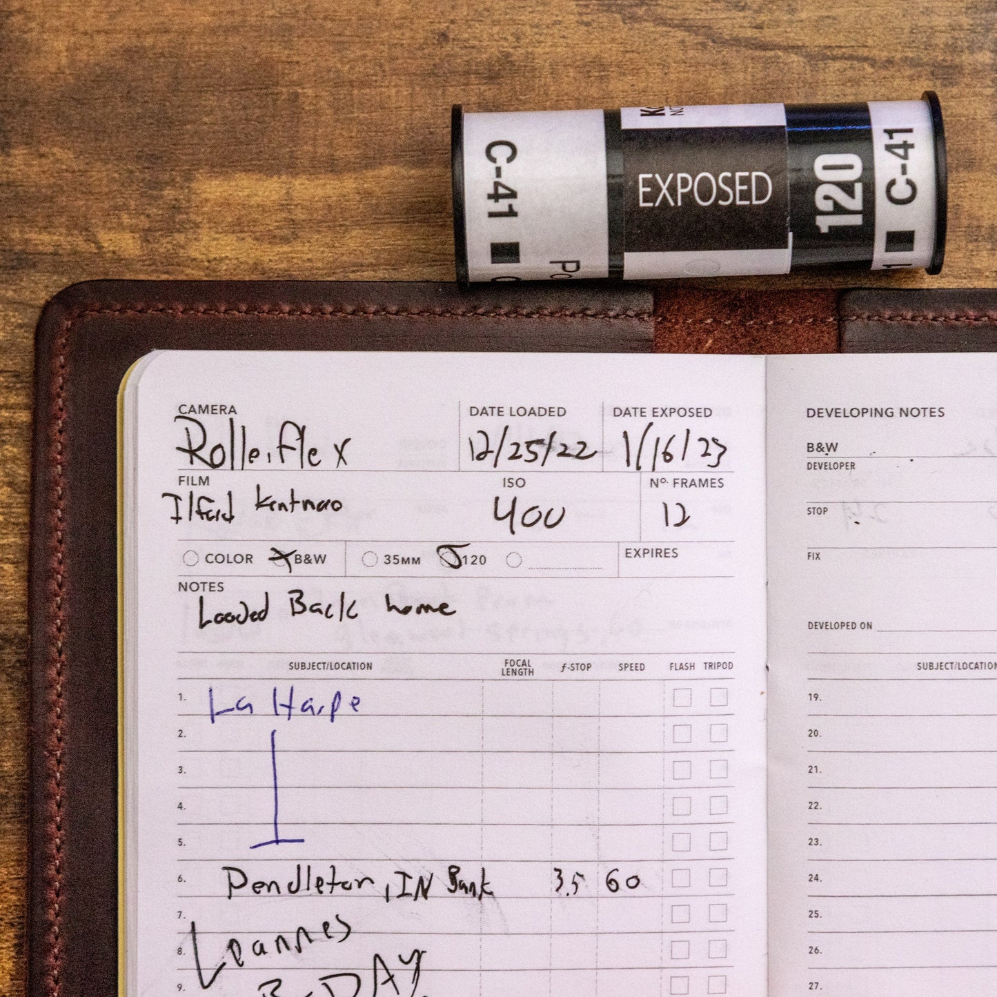 Film Photography Log | 35mm & 120 Film Logbook | WRKBKS