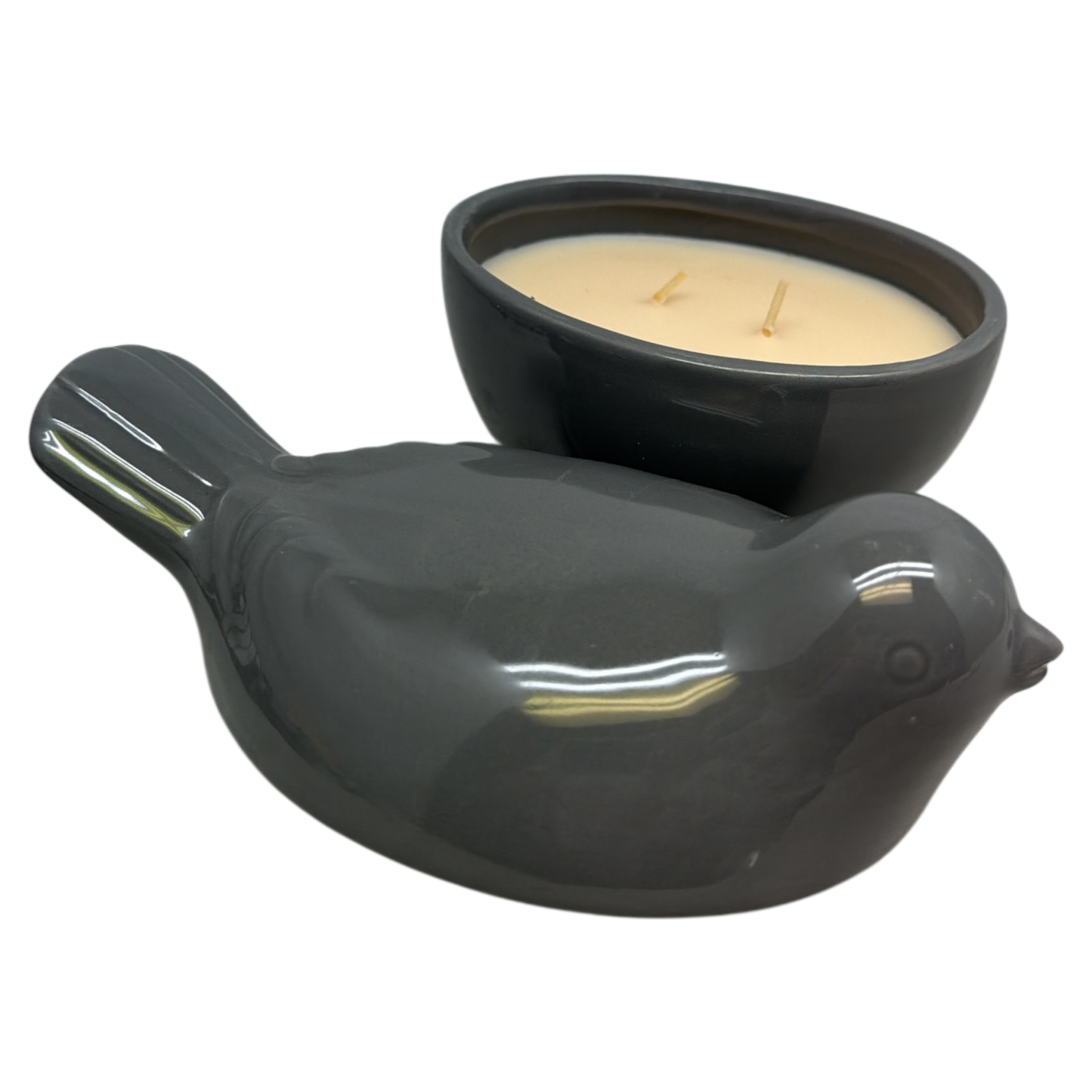 Bird Covered Candle Dish - Volcano