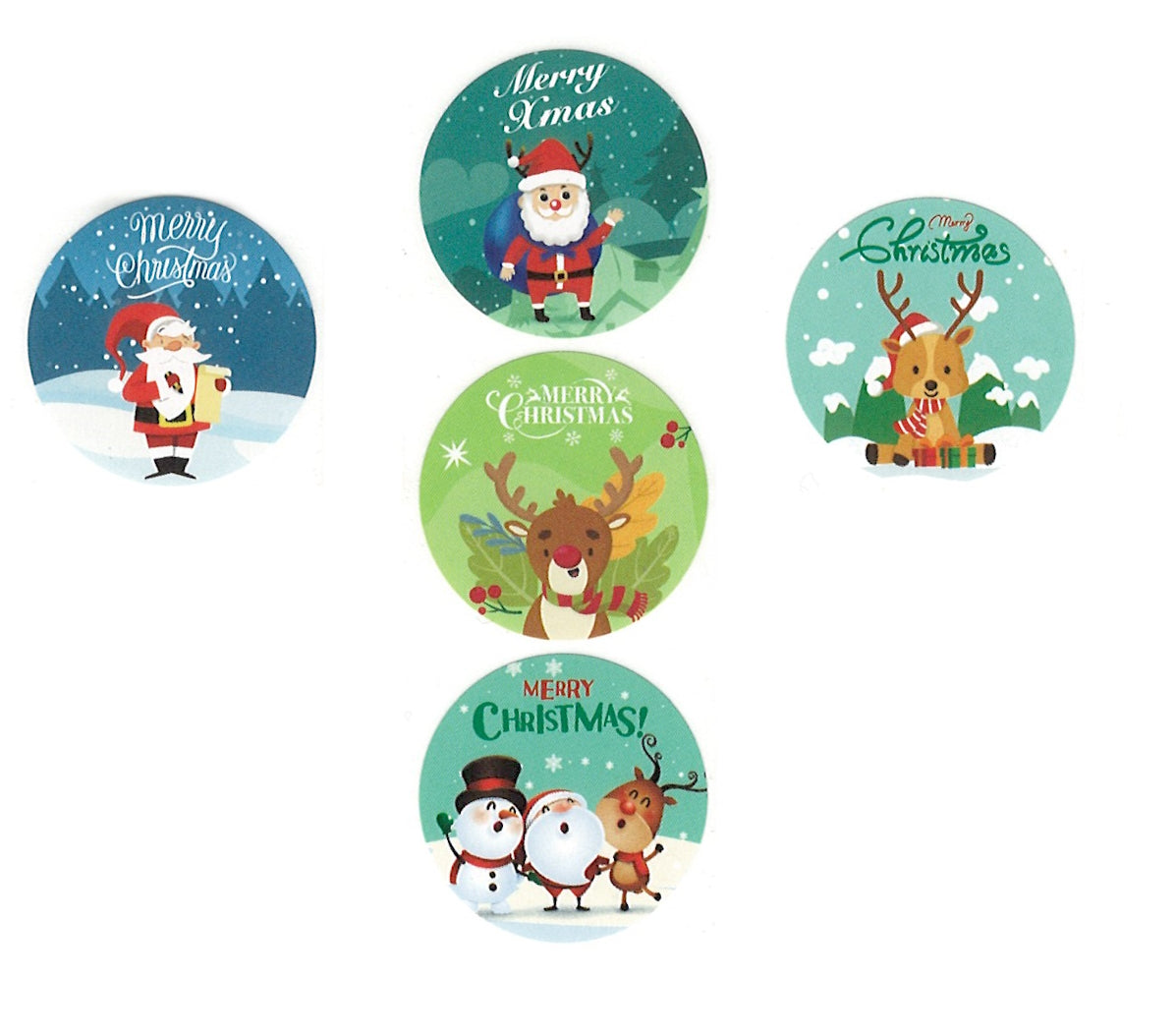 Christmas Stickers - Classics - 1 inch - Set of 50