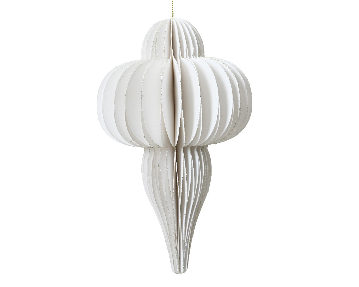 Finial Honeycomb Paper Ornament - 16 Inch - White