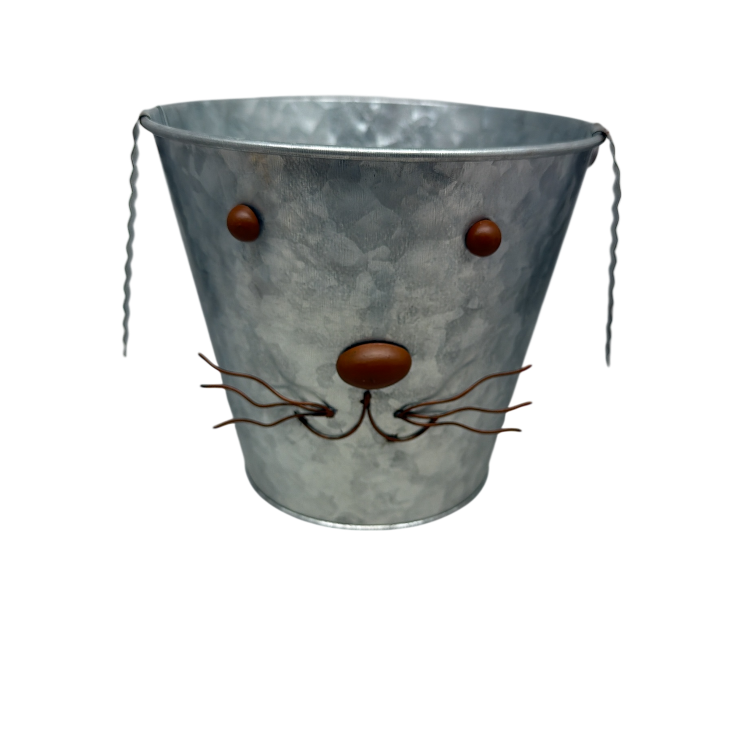 Galvanized Metal Bunny Design Bucket with Ears - Medium