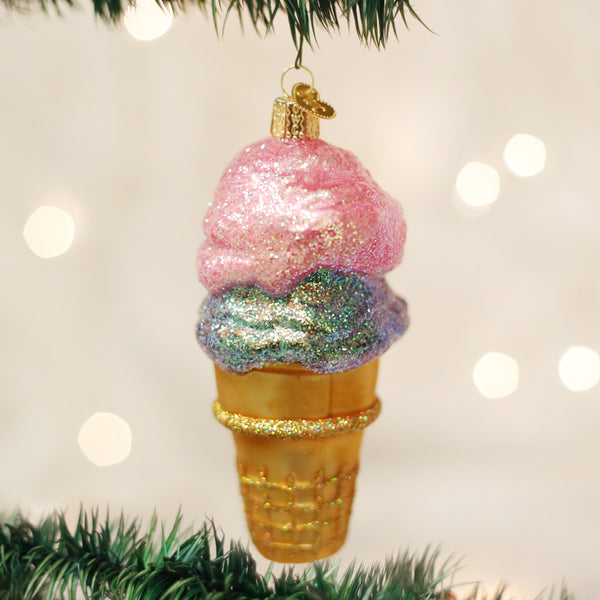 Double Dip Ice Cream Glass Ornament