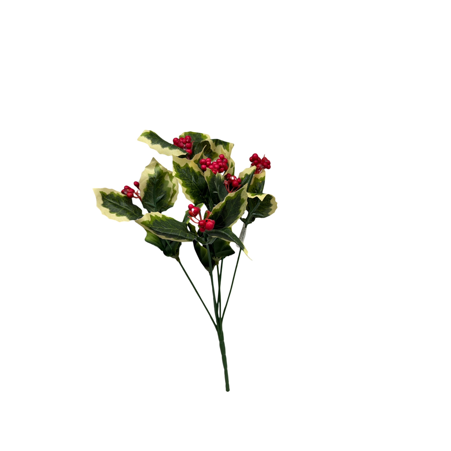 13-Inch Faux Green Holly With Red Berries