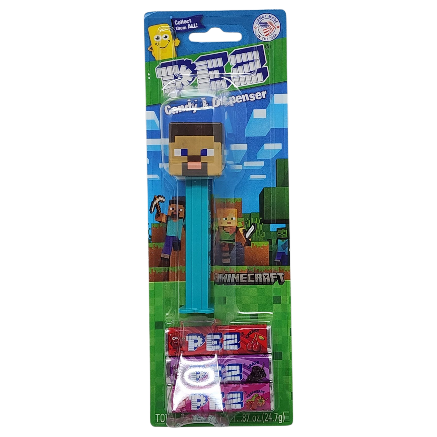 Minecraft PEZ Collection with 3 Candy rolls - Steve