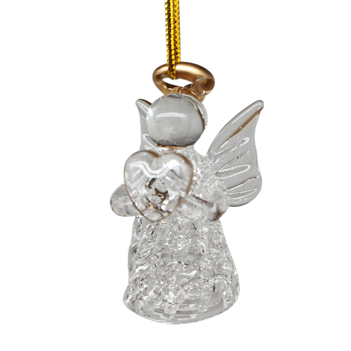 Spun Glass Angel Ornaments with Heart
