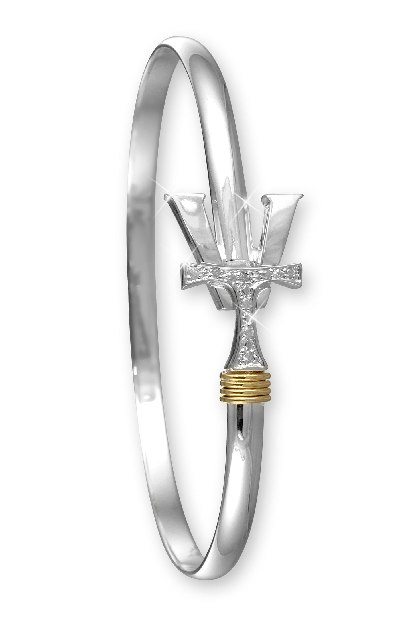 Vermont Hook Bracelet Silver with Diamond Accents - 3mm Band - 6.5 Inch