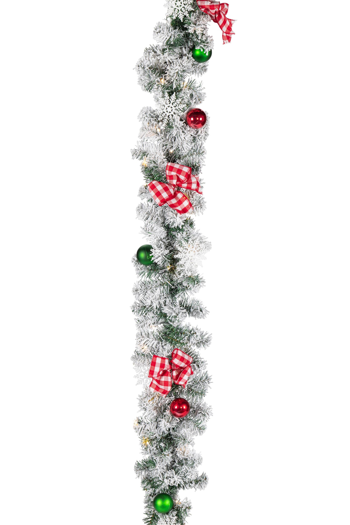 6' Pre-Lit Snowy Garland with Ornaments and Bows
