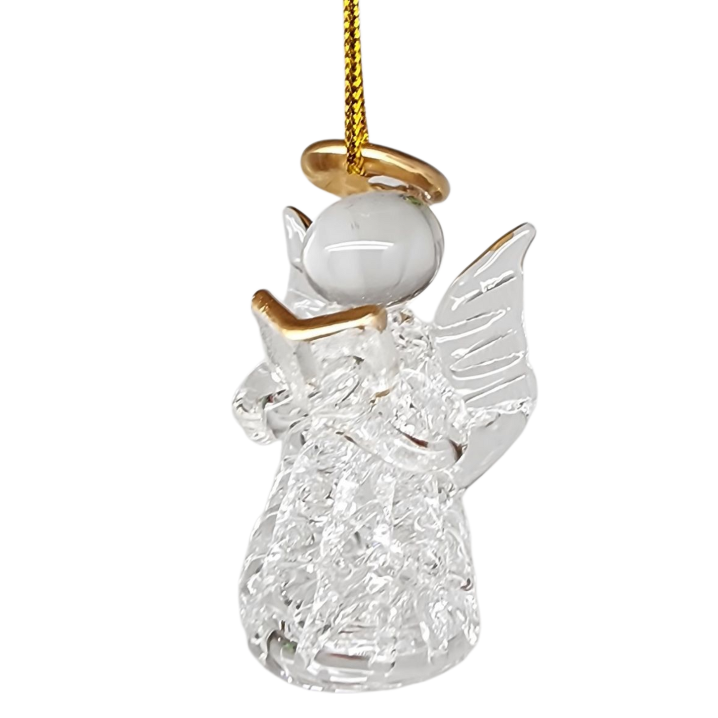 Spun Glass Angel Ornaments with Book