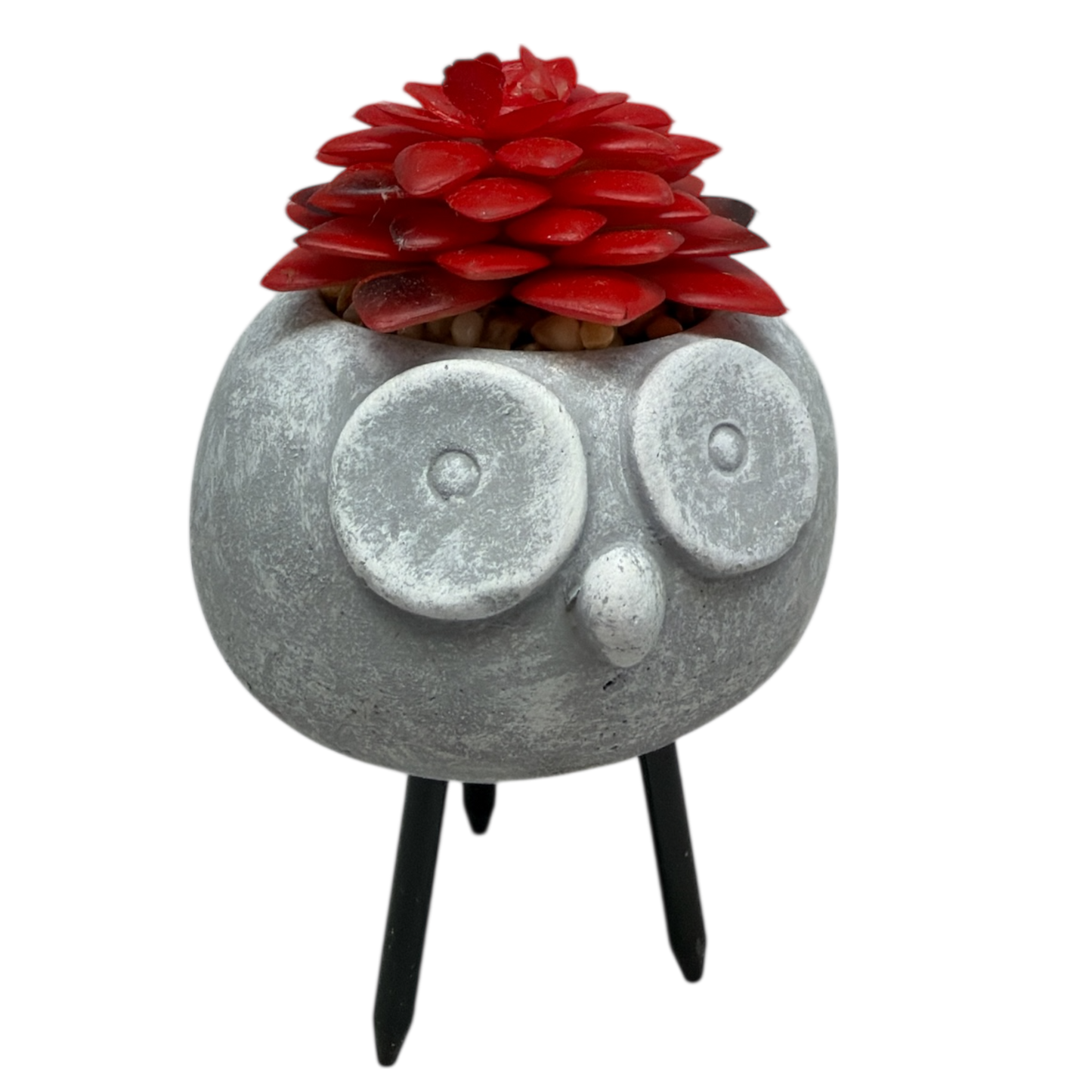 Faux Red Succulent In Planter - Mouse